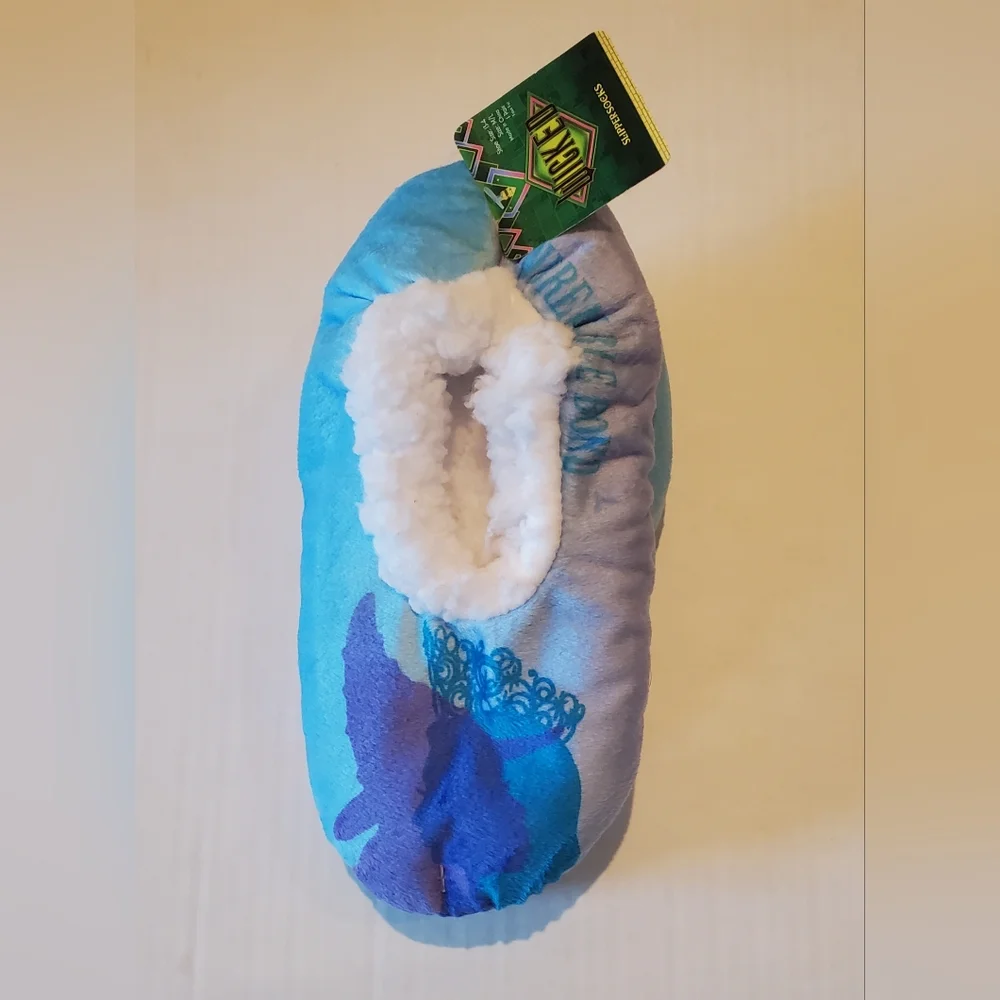 Wicked Kids Cozy Slipper Socks Blue & Purple Sz M/L 13-4